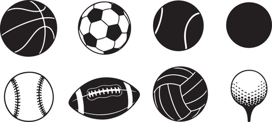 Fototapeta premium Collection of various sports balls and equipment icons