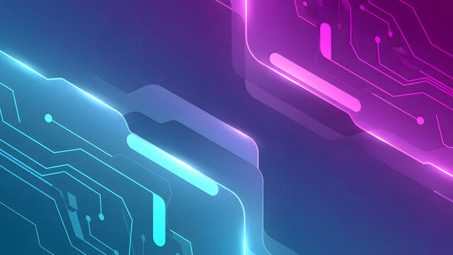 Futuristic Digital Circuitry with Glowing Neon Lines, Abstract Background. - Powered by Adobe