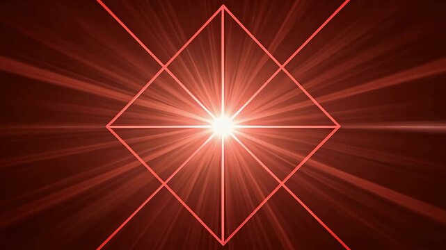 Animated Red Geometric Pattern Transitioning to Glowing Laser Di