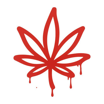 PNG Red dripping cannabis leaf illustration.