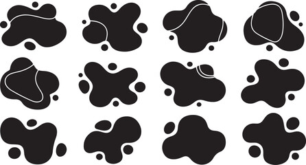 Abstract Black Shapes on White Background Pattern Design Elements