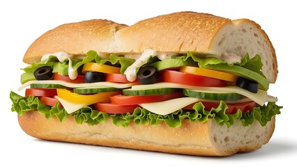 Fresh Italian Style Sub Sandwich with Vegetables.