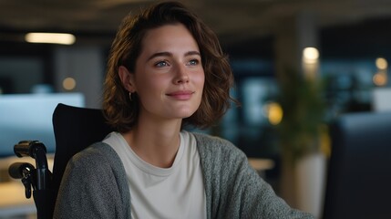 Wheelchair users at workplace environment, accessibility at work, inclusive employment, professional independence, disability inclusion, modern office culture and equal opportunity concept