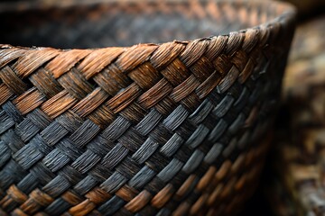 Woven Basket Close-Up: A Detailed Look at Texture and Craftsmanship