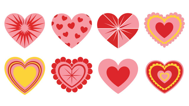 Collection Of Festive Red And Pink Heart Shapes