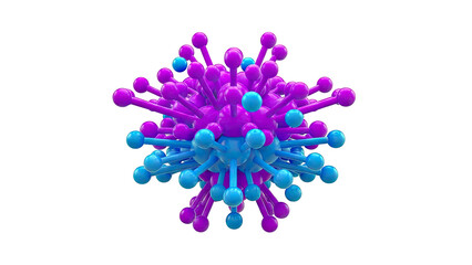 Abstract 3D molecular structure with blue and purple spheres