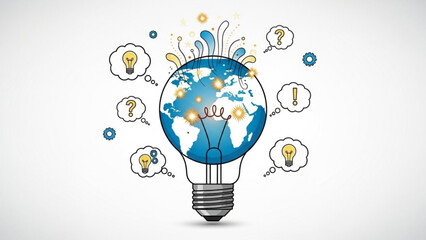 Innovative Idea Lightbulb with Globe Inside Symbolizing Global Creativity and Problem Solving