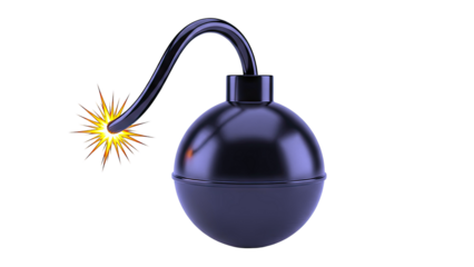 Cartoon Bomb with Lit Fuse