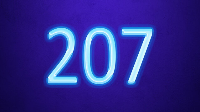 Glowing blue number design of 207 on blue background.