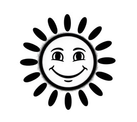 Fototapeta premium Happy sun face with petals, radiating happiness warmth and bright positive energy or a cheerful emoticon