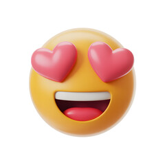Smiling Emoji with Heart Eyes on White Background