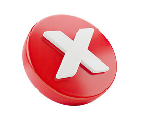 Fototapeta premium Red circular button with white X mark, indicating cancellation, error, or rejection