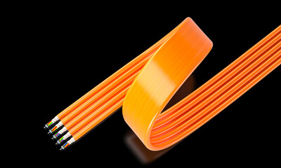 Orange fiber optic cable 3d