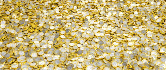 Many euro coins 3d wealth