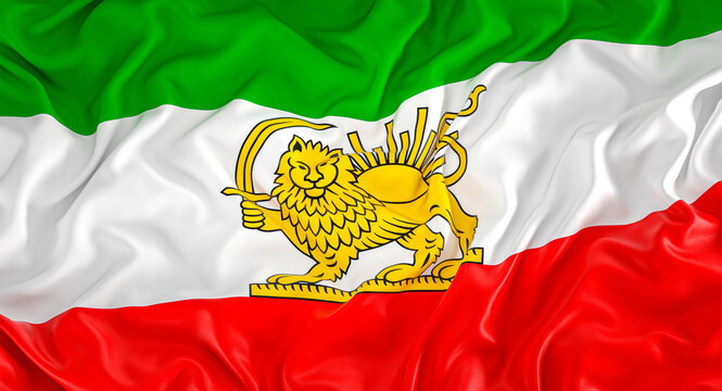 Waving 3d national flag lion iran