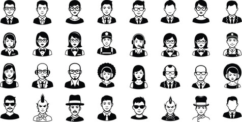 Fototapeta premium Collection of diverse male and female user avatar icons for business team or social profiles