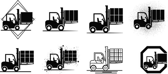 Heavy Duty Construction Site Silhouettes Set, Tower Cranes Building Skyscraper Structures, Industrial Workers Operating Excavator and Dump Truck, Vector Graphics for Engineering Business. © Motahar