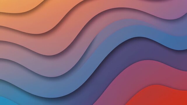 Abstract layered background with flowing wave patterns and a smooth gradient of warm to cool colors, creating a modern and dynamic visual texture for digital design