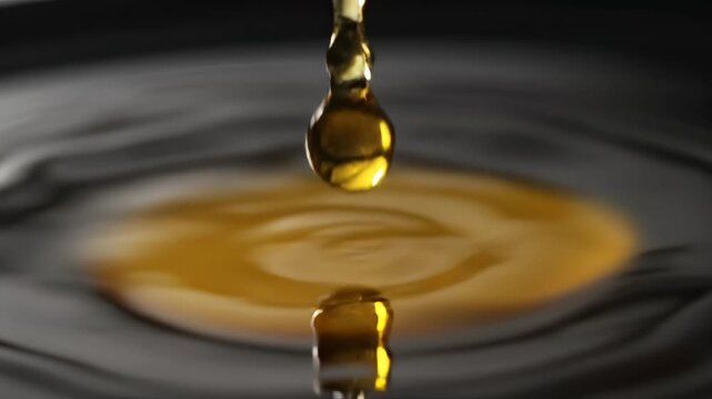 Golden liquid drop suspended in air