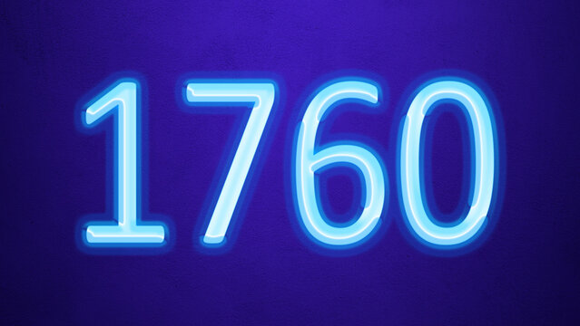 Glowing blue number design of 1760 on blue background.