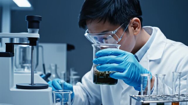 Scientist conducting chemical experiment