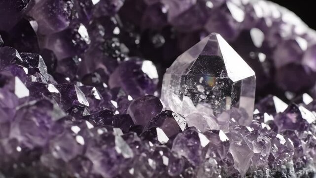 Purple crystal cluster closeup
