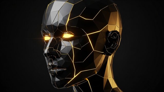 Geometric cybernetic head - Powered by Adobe