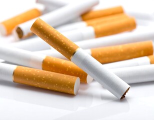 Pile of Cigarettes - A Close-Up View of Tobacco Products.