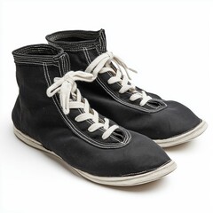 Vintage Black Canvas High-Top Lace-Up Sneakers