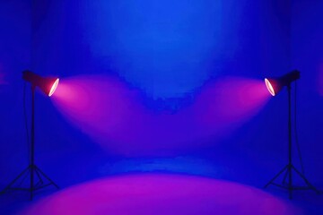 Two pink lights are on a blue background