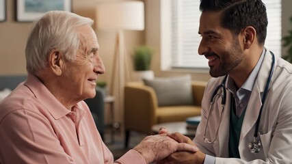 Doctor holding elderly patients hand