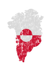 Greenland map with flag and grunge effect, vector illustration