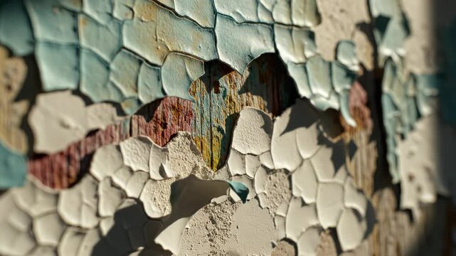 Peeling paint on textured surface