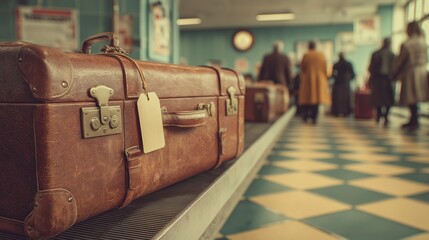 Vintage Suitcase at Train Station Platform