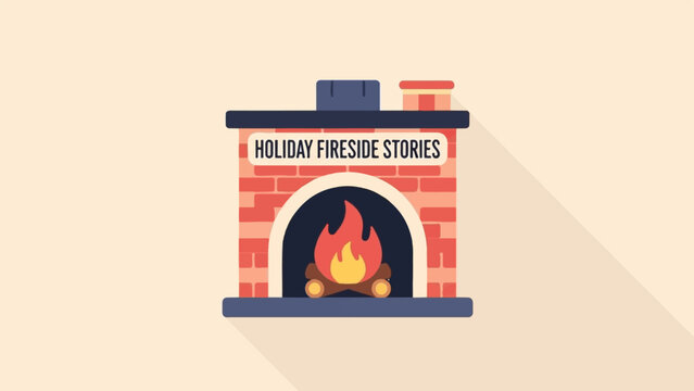 Cozy brick fireplace with a blazing fire and logs, ready for storytelling