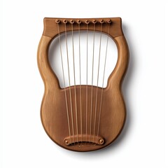 Wooden Lyre Harp Isolated on White