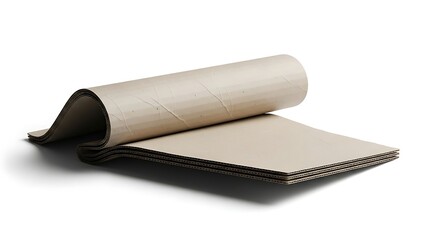 Rolled Beige Mat on Black Surface.