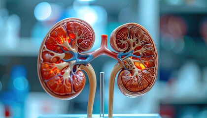 Stress Response Concept: Adrenal glands anatomical model under study
