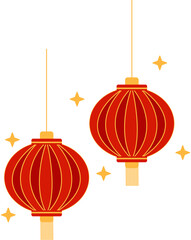 Chinese Red Lantern Decorative Element for Lunar New Year Celebration
