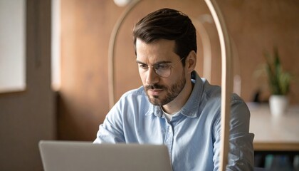 Focused Productivity Concept: Individual working inside enclosed work pod
