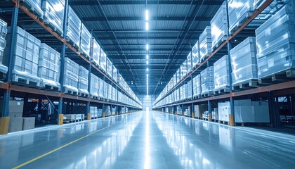 Fresh Distribution Concept: Refrigerated warehouse with organized supply flow
