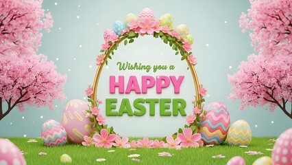 Wishing you a happy easter with beautiful floral decorations and easter eggs