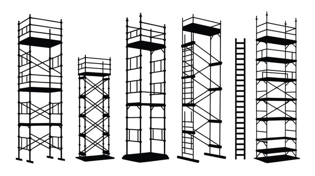Various scaffolding structures for construction and maintenance work