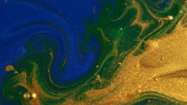 Abstract colorful background featuring green and blue waves with a glowing spiral swirl pattern in a modern vector art wallpaper design