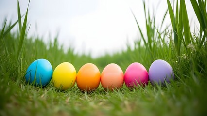 Easter eggs in grass colorful easter celebration spring holiday