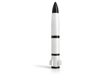 Minuteman III Missile Centered on White Background with Soft Shadow