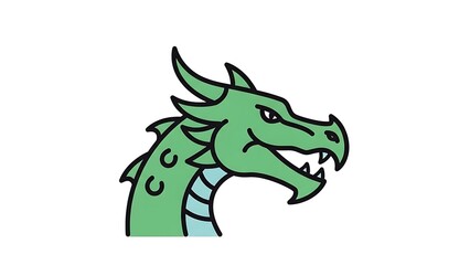 Obraz premium Illustration of a green dragon head illustration
