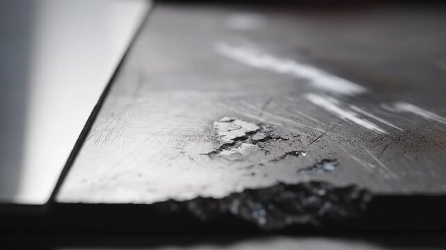 Closeup of metal surface with light reflection