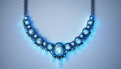 Luxury Diamond Necklace with Blue Glow.