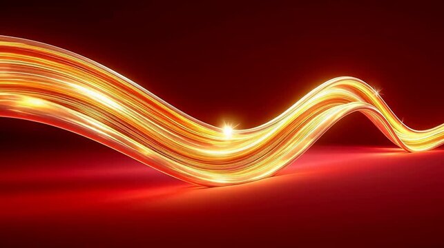 Abstract glowing wavy lines on red background